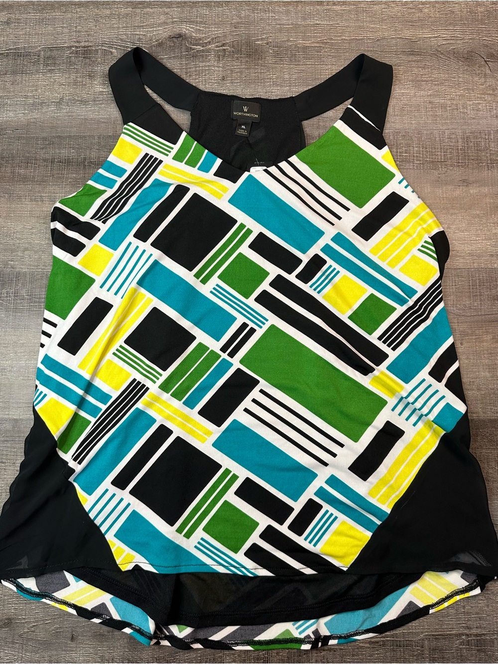 Worthington Multicolor Vibrant Geometric Sleeveless Tank Polyester/Spandex XL